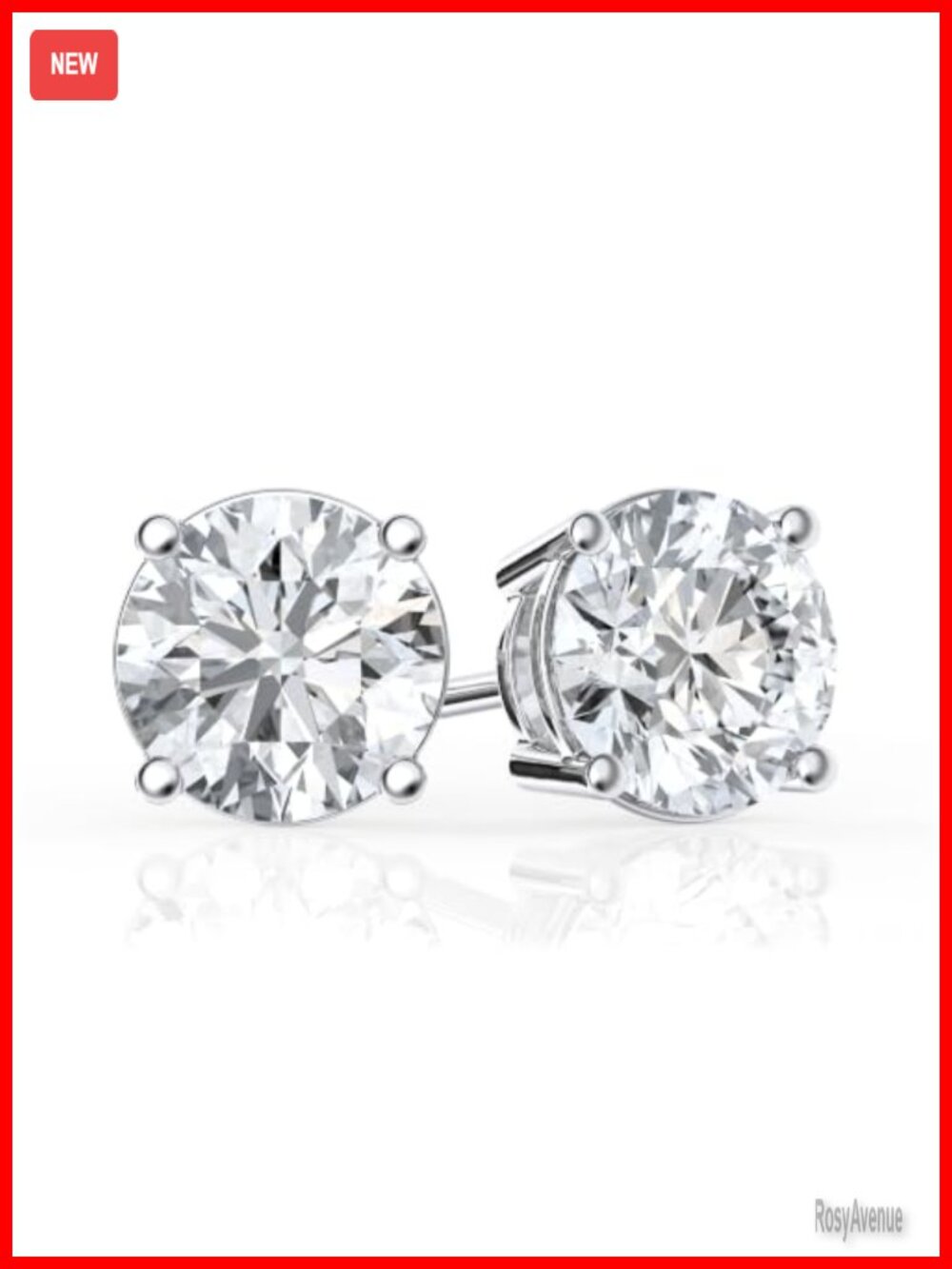 Lab Grown Diamond Stud Earrings 14K White Gold 3 CTW Push Back